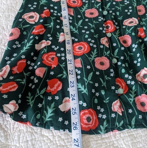 𝅺MATILDA Jane Woven Floral Button Down Peplum Blouse S - Picture 12 of 13